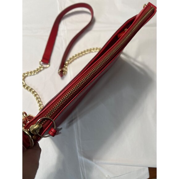 Fossil Red Leather Crossbody Bag With Chain Strap - Picture 7 of 10